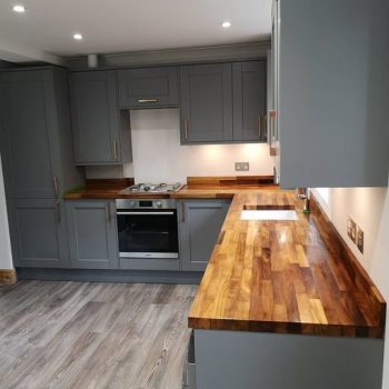 grey kitchen units and grey floor