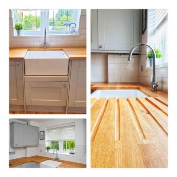 images of kitchen sink with worktop in wood